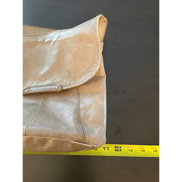 Hobo Original Leather Small Crossbody Bag Gray Studded Modern Lagenlook - Picture 6 of 9